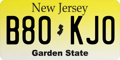 NJ license plate B80KJO