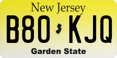 NJ license plate B80KJQ