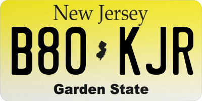 NJ license plate B80KJR