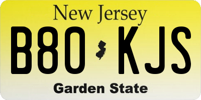 NJ license plate B80KJS