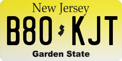 NJ license plate B80KJT