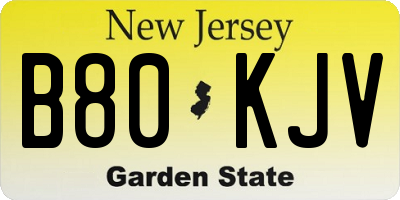 NJ license plate B80KJV