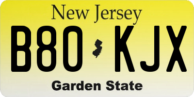 NJ license plate B80KJX