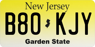 NJ license plate B80KJY