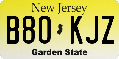 NJ license plate B80KJZ