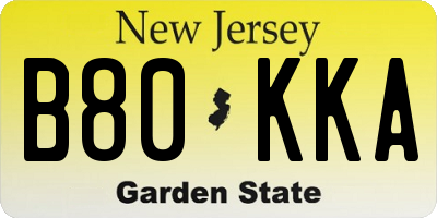 NJ license plate B80KKA