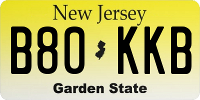 NJ license plate B80KKB