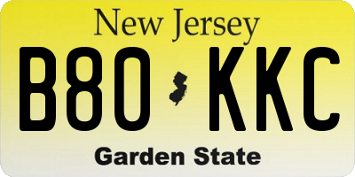 NJ license plate B80KKC