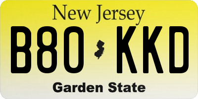 NJ license plate B80KKD