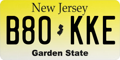 NJ license plate B80KKE