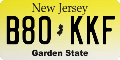 NJ license plate B80KKF