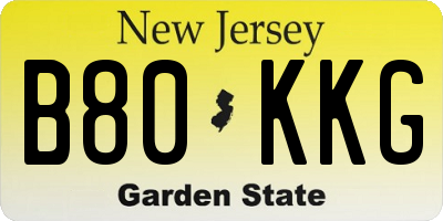 NJ license plate B80KKG