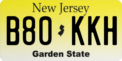 NJ license plate B80KKH