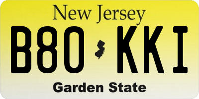 NJ license plate B80KKI