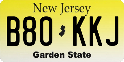 NJ license plate B80KKJ