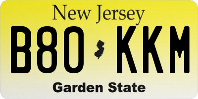 NJ license plate B80KKM