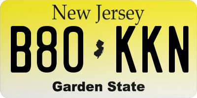 NJ license plate B80KKN