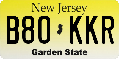 NJ license plate B80KKR