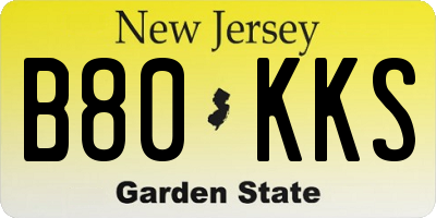 NJ license plate B80KKS