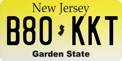 NJ license plate B80KKT