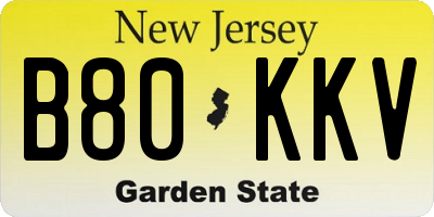 NJ license plate B80KKV