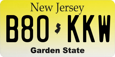 NJ license plate B80KKW
