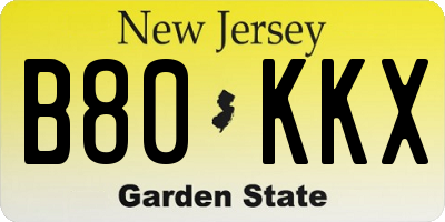 NJ license plate B80KKX