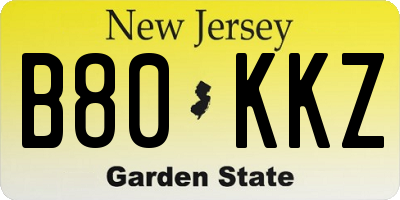 NJ license plate B80KKZ