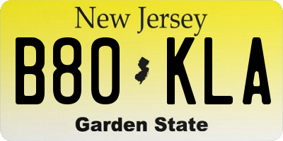 NJ license plate B80KLA