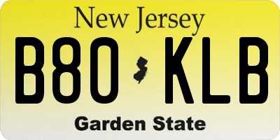 NJ license plate B80KLB