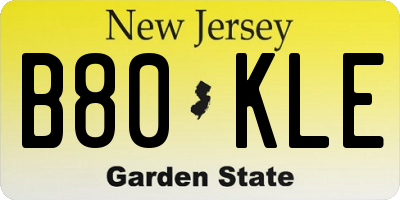NJ license plate B80KLE