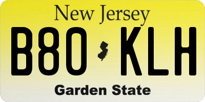 NJ license plate B80KLH