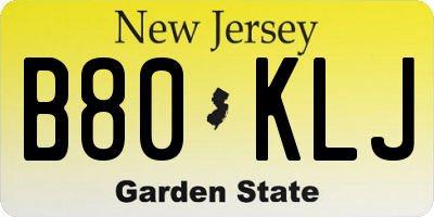 NJ license plate B80KLJ