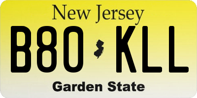 NJ license plate B80KLL