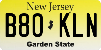 NJ license plate B80KLN