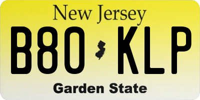 NJ license plate B80KLP
