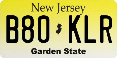 NJ license plate B80KLR