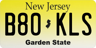 NJ license plate B80KLS
