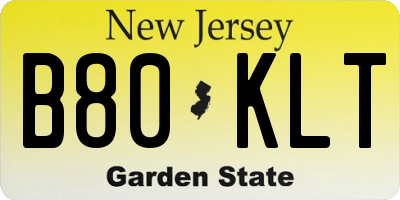 NJ license plate B80KLT