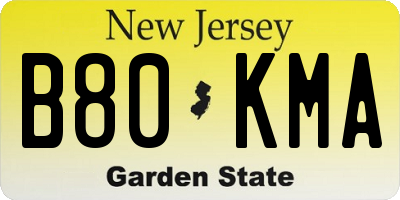 NJ license plate B80KMA