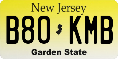 NJ license plate B80KMB