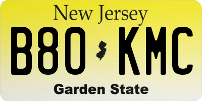 NJ license plate B80KMC