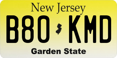 NJ license plate B80KMD