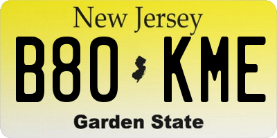 NJ license plate B80KME