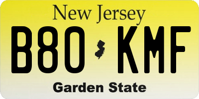 NJ license plate B80KMF