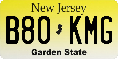 NJ license plate B80KMG