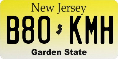 NJ license plate B80KMH