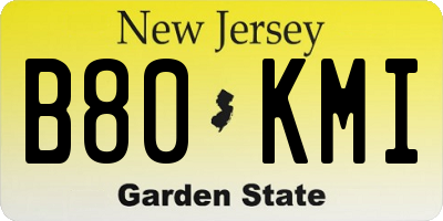 NJ license plate B80KMI
