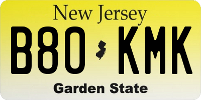 NJ license plate B80KMK
