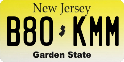 NJ license plate B80KMM
